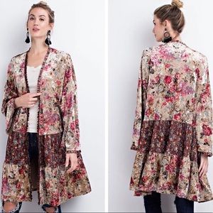 Vintage Floral Velvet Kimono